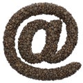 Coffee email sign - 3d at sign roasted beans symbol - Suitable for Coffee, energy or insomnia related subjects