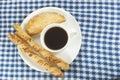 Coffee with empanada and cheese sticks Royalty Free Stock Photo