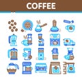 Coffee Energy Drink Collection Icons Set Vector