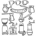 Coffee espresso hand drawn set. . Vector illustration