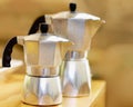 Coffee, espresso and hot drink boiler for brewing fresh morning beverages or traditional Italian style moka pot for