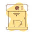 Coffee espresso machine and cup icon line and fill