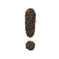 Coffee exclamation point - 3d roasted beans symbol - Suitable for Coffee, energy or insomnia related subjects
