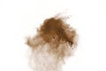 Coffee explosion isolated on white background.Explosion of brown powder, isolated on white background Royalty Free Stock Photo