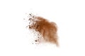 Coffee explosion isolated on white background.Explosion of brown powder, isolated on white background Royalty Free Stock Photo