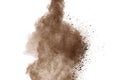 Coffee explosion isolated on white background.Explosion of brown powder, isolated on white background Royalty Free Stock Photo