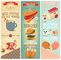 Coffee, Fast Food, Ice Cream Banners Royalty Free Stock Photo