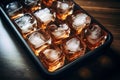 Coffee-filled ice cube tray background