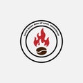 Coffee and fire labels. Different logos, badges, emblems collection on white background. Vector illustration.