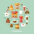 Coffee flat circle Royalty Free Stock Photo