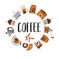 Coffee flat collection drink decorative icons.