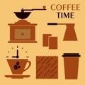 Coffee flat collection drink decorative icons illustratio