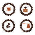 Coffee flat collection drink decorative icons vector illustration