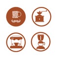 Coffee flat collection drink decorative icons vector illustration