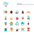 Coffee, flat icons set