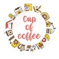 Coffee flat line collection drink decorative icons.