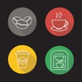 Coffee flat linear long shadow icons set Royalty Free Stock Photo