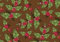 Coffee flowers and berries pattern Illustration