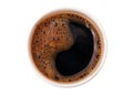 Coffee foam in the form of a Yin-Yang or Dao sign in a disposable paper Cup top view Royalty Free Stock Photo