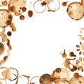 Coffee frame. Coffee paint stains Royalty Free Stock Photo