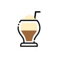 Coffee frappe cup line art illustration. Line icon- cup