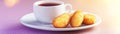 Coffee cup and fried snacks simple breakfast or quick snack Royalty Free Stock Photo