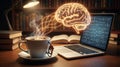 Coffee-Fueled Intellect: AI, Math & Knowledge Royalty Free Stock Photo