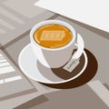 Coffee with full battery as latte art on top, recharge or refresh coffee concept - vector Royalty Free Stock Photo