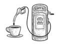 Coffee Gas station sketch vector illustration