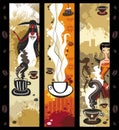 Coffee girls banners. Royalty Free Stock Photo