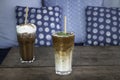 Coffee glass decorated with fern leaf