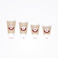 Coffee on the go cups. Different sizes of take away paper coffee