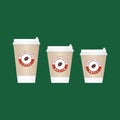 Coffee on the go cups. Different sizes of take away paper coffee