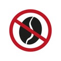 Coffee grain ban. Sign forbidden. Vector illustration. Royalty Free Stock Photo
