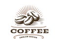 Coffee grain logo - vector illustration, emblem on white background Royalty Free Stock Photo
