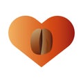 Coffee grain seed in heart love