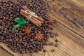 Coffee grains, anise and canella Royalty Free Stock Photo