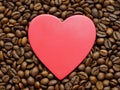 Coffee grains fill up heart. Royalty Free Stock Photo