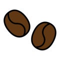 Coffee grains icon line isolated on white background. Black flat thin icon on modern outline style. Linear symbol and editable Royalty Free Stock Photo