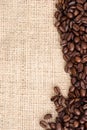 Coffee grains on sizal Royalty Free Stock Photo