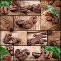 Coffee grains on wooden background Royalty Free Stock Photo