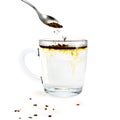 Coffee granulated with a glass mug