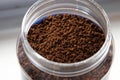 Coffee granules in jar