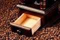 Coffee grinder with beans