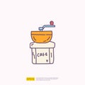coffee grinder for cafe concept vector illustration. hand drawing doodle fill color icon sign symbol Royalty Free Stock Photo