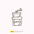 coffee grinder for cafe concept vector illustration. hand drawing doodle linear icon sign symbol Royalty Free Stock Photo