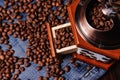 Coffee grinder and coffee beans