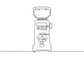 Coffee grinder continuous line art drawing. One single outline machine