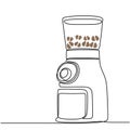 Coffee grinder continuous line art drawing. One single outline machine