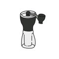 Coffee grinder doodle icon, vector illustration